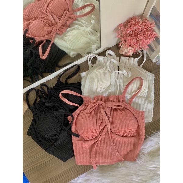 Áo hai dây áo croptop rút dây cột nơ đi biển xinh xắn 086 (Giá sỉ) Lissa