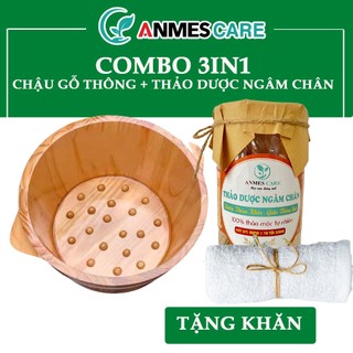 COMBO CHẬU GỖ NGÂM CHÂN + THẢO DƯỢC NGÂM CHÂN - Ngủ ngon, Thư giãn - ANMESCARE