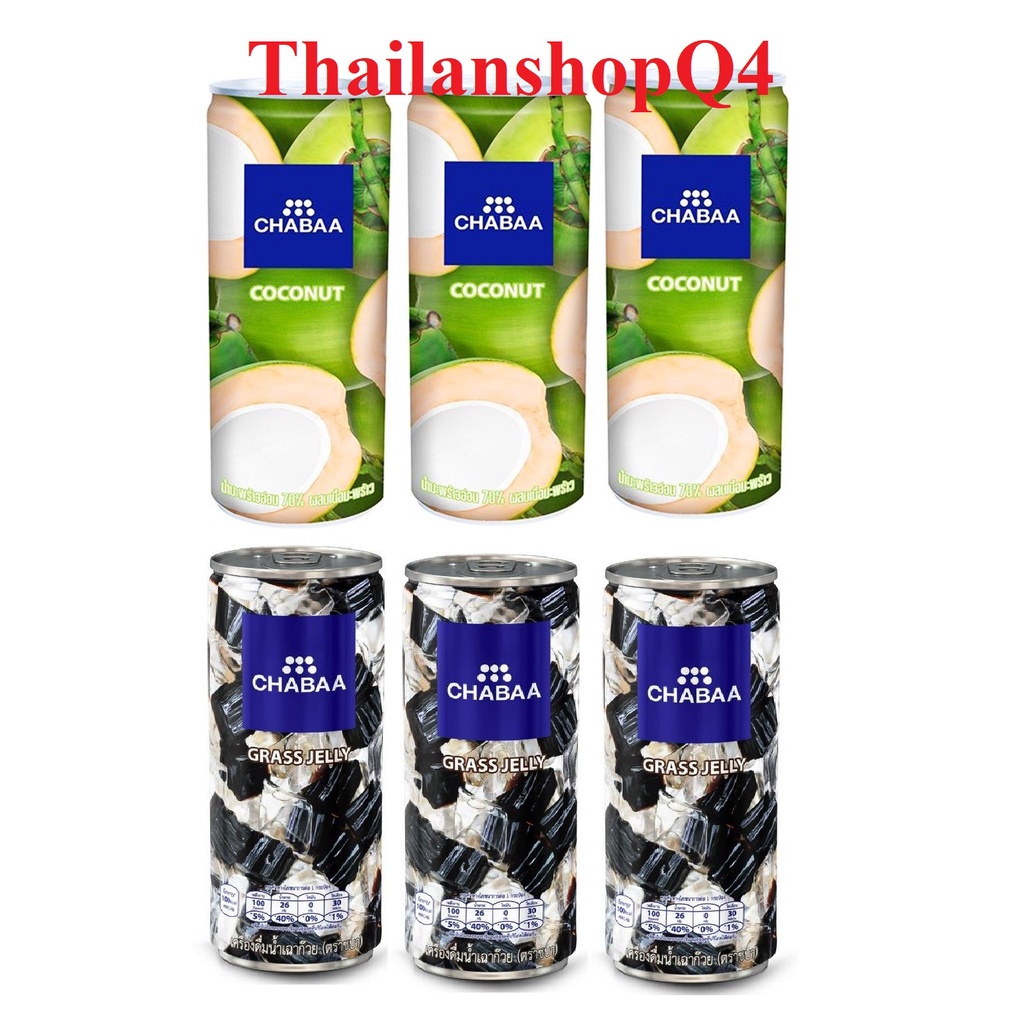 HCM- Combo 6 lon nước sương sáo Chabaa Thái Lan HSD 7/2024