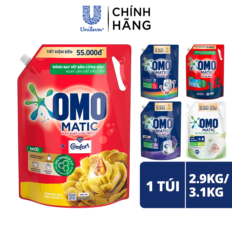 Túi Nước Giặt OMO Matic 2.9kg/3.1kg:Cửa Trước 2.9kg