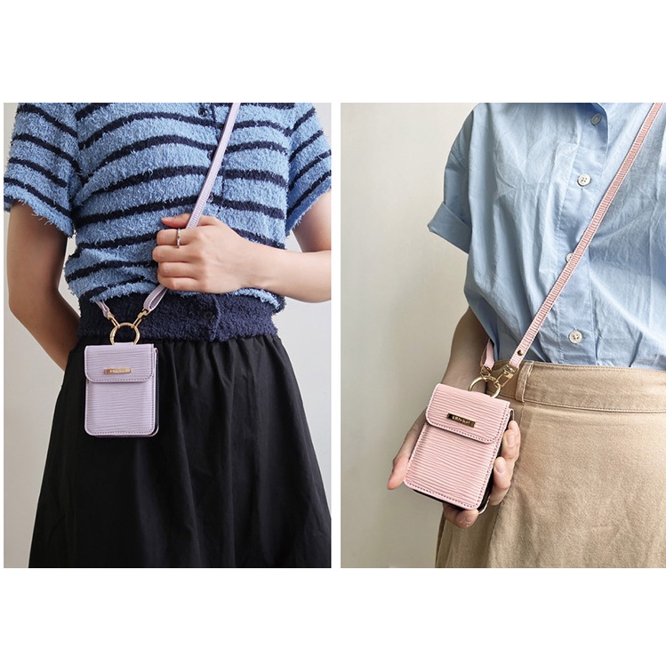 Bao Da Điện Thoại PU Dạng Ví Nắp Lật Có Dây Đeo Vai Và Ngăn Đựng Thẻ Cho Samsung GALAXY Z Flip 4 / Z Flip 3