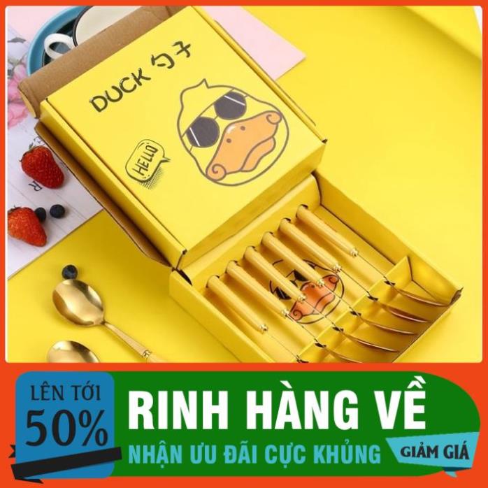 Set 6 Thìa Vịt Vàng Siêu Cute?Freeship?Bộ 6 Thìa, Muỗng Ăn Cơm Inox Sang Chảnh