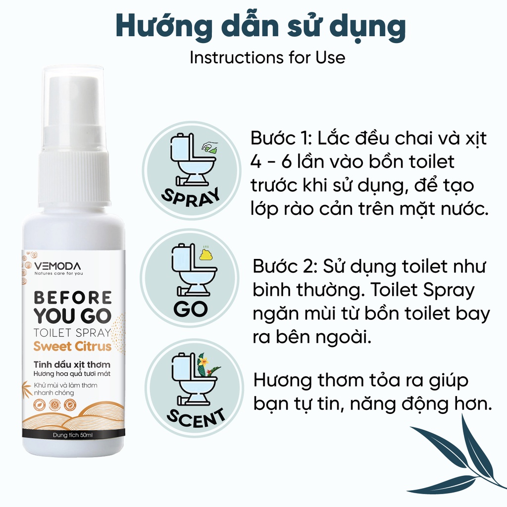 Chai Xịt khử mùi Toilet, giúp làm thơm nhanh chóng. Xịt Bẫy Mùi Toilet Before You Go Toilet Spray Vemoda