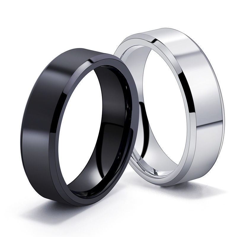 Nhẫn Thép Titan Không Gỉ Âu Mỹ Hai Lớp Nhám Mịn Màng Kích Thước 6mm Mới Cho Nam