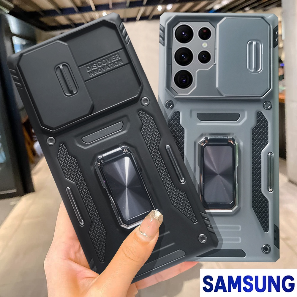 Samsung S22 Ultra S21 Ultra S21 FE S20 Ultra A12 A32 A52 A72 A13 A23 A33 A53 Vỏ bọc điện thoại cứng chống va đập sang trọng Giá đỡ bằng kim loại
