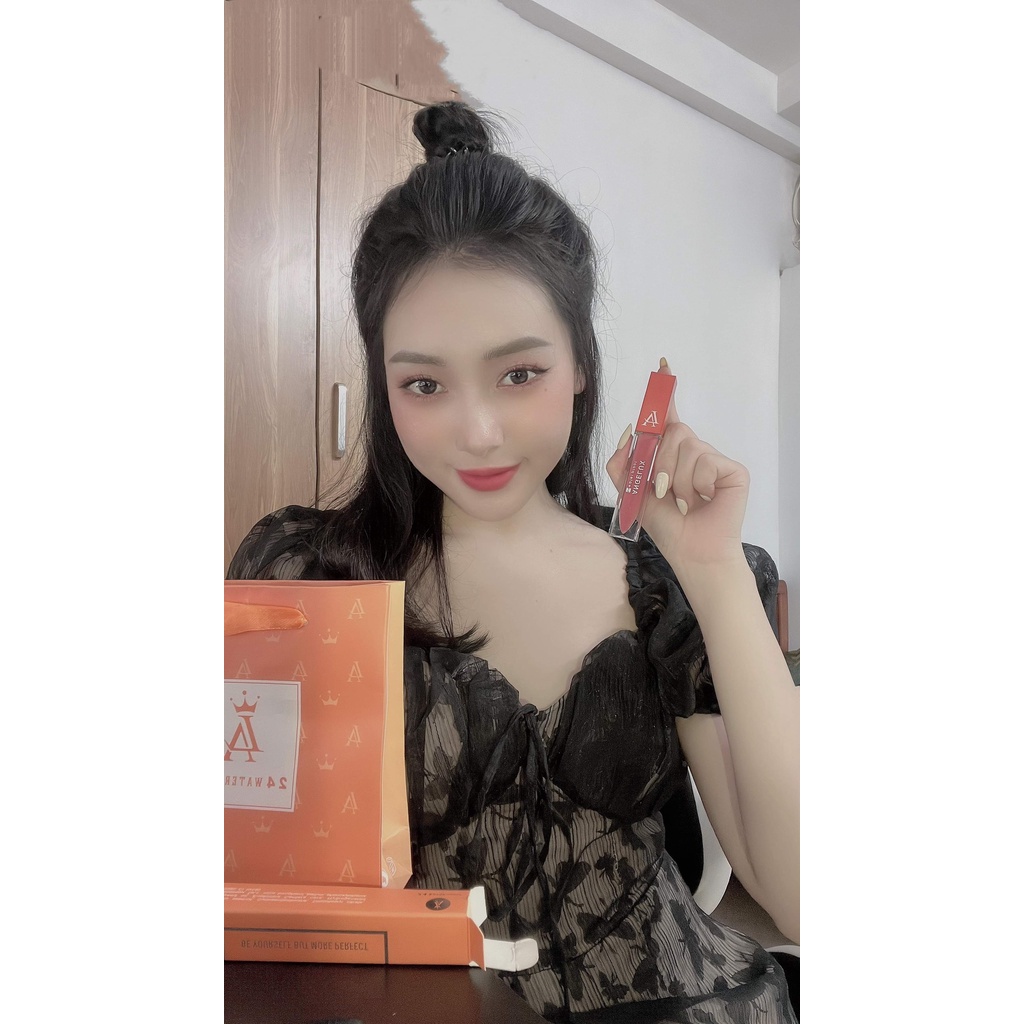 Son kem lì lâu trôi ANGELUX chính hãng, Son kem màu Hồng Trà Khô mềm mịn lên màu chuẩn