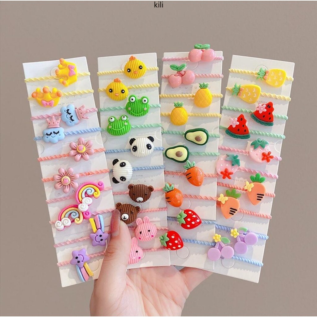 Set 10 Dây Thun Cột Tóc Nhiều Màu Cho Bé Gái