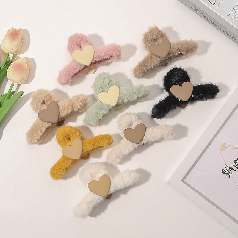 Kẹp Tóc Càng Cua Đính Lông Giả Thời Trang Thu Đông Hàn Quốc Cho Nữ