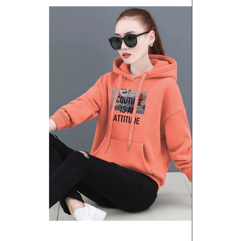 Áo Hoodie Dày Dặn Dáng Rộng Có Túi In Hình Kangaroo Phong Cách Hàn Quốc Cho Nữ