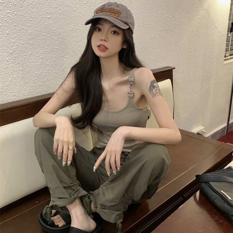 IELGY  Áo Không Tay Phong Cách retro Mỹ Cho Nữ