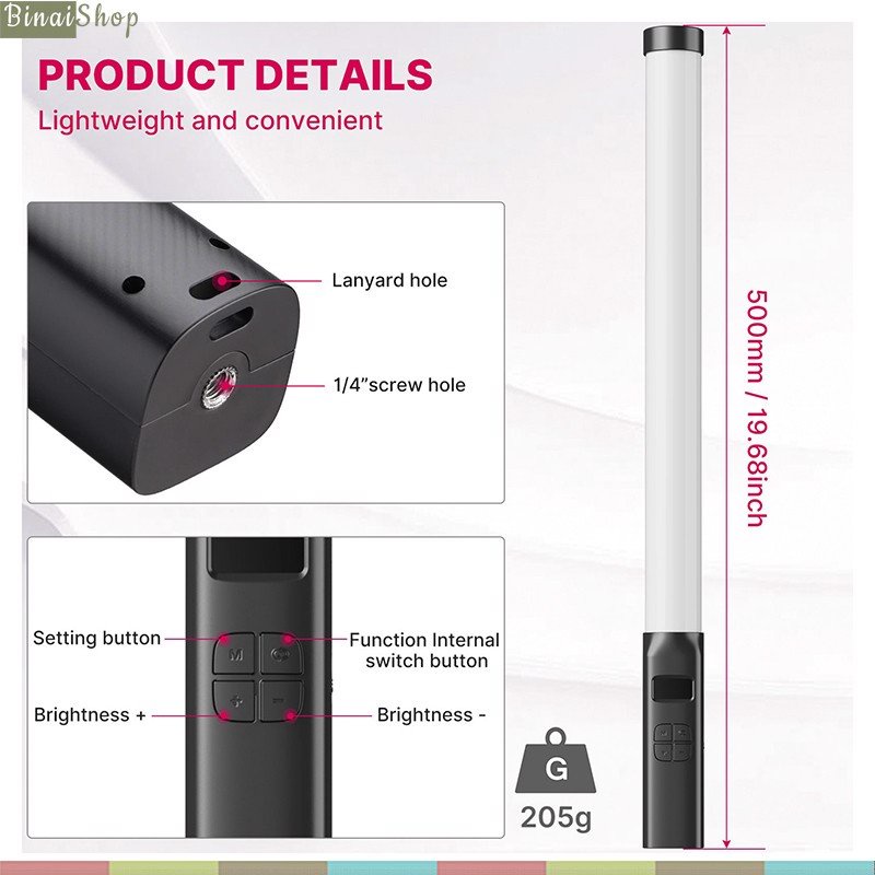 Ulanzi VL119 RGB - Đèn LED Cầm Tay, Dải Nhiệt Màu Rộng, Hỗ Trợ 20 Hiệu Ứng Cho Youtube, TikTok, Phát Trực Tiếp, Review S