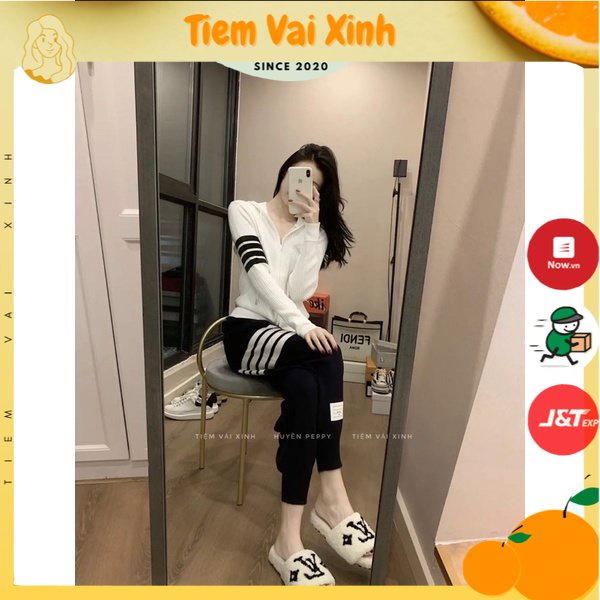 Set Thể Thao Nữ 🍊 Tiệm Vải Xinh 🍊 Set Áo Khoác Cardigan Mix Quần Jogger Len