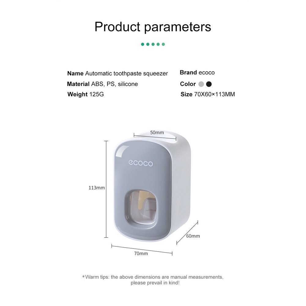 Dụng Cụ Nặn Kem Đánh Răng Tự Động Gắn Tường Chống Bụi Tiện Dụng