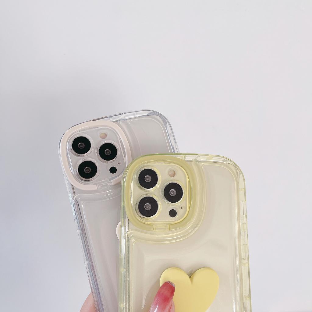 Ốp Điện Thoại Túi Khí Ẩn Hình Trái Tim 3D Có Giá Đỡ Cho IPhone 14promax 14 13promax 13 12 11