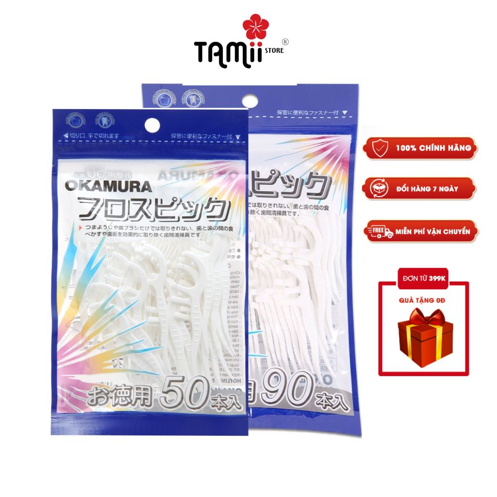 Tăm Chỉ Kẽ Răng của Nhật OKAMURA 4503/4909 50 cây/90 cây Chăm Sóc Răng Miệng