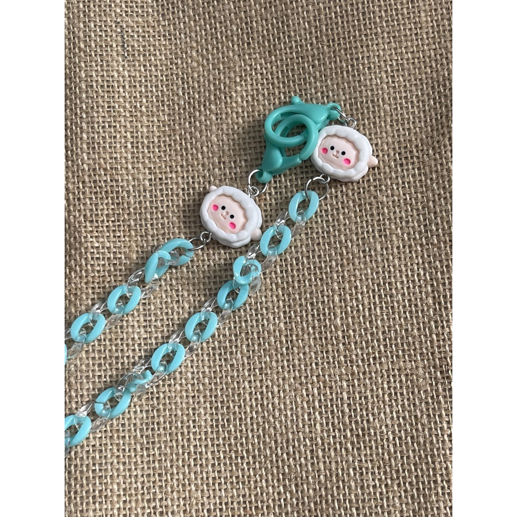 Dây đeo khẩu trang dây xích nhựa nhiều màu nhiều charm xinh xắn
