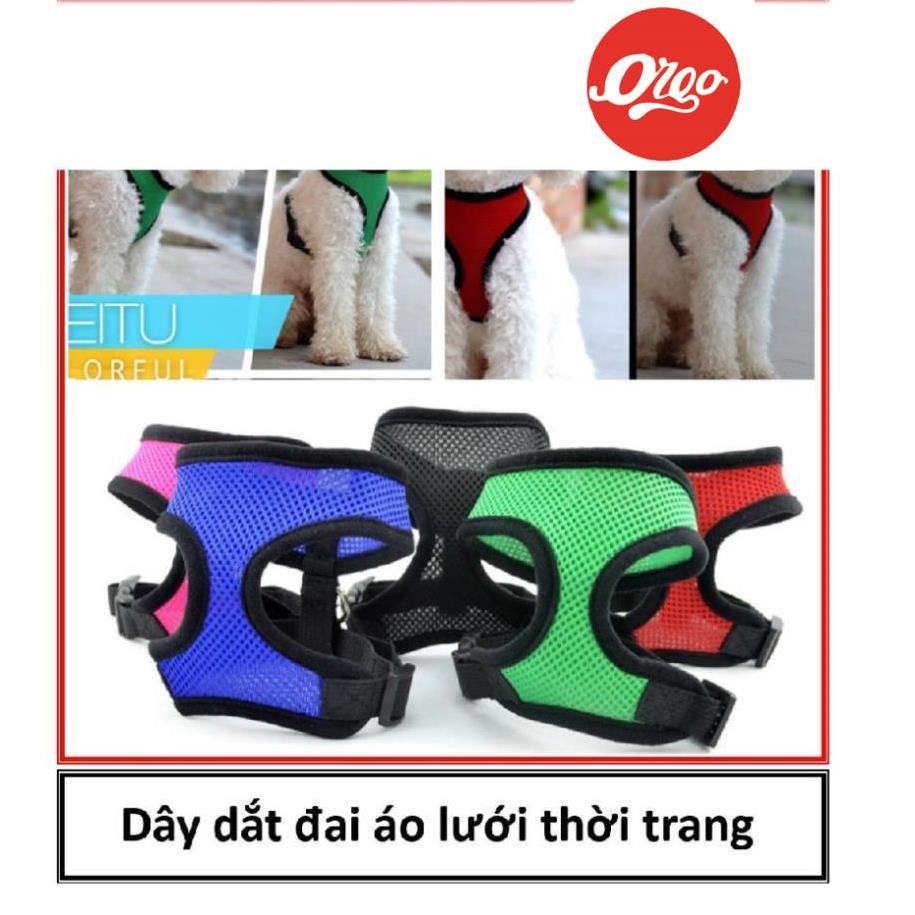 Orgo- Dây dắt chó mèo dạng đai áo Lưới thời trang dây dắt kèm áo vest