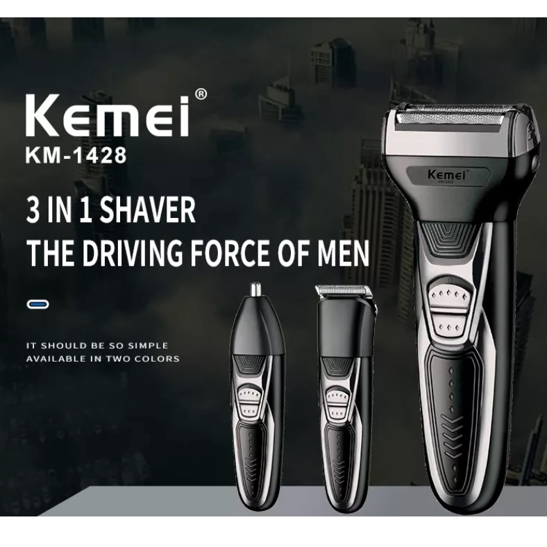Bộ Tông Đơ Cắt Tóc, Cạo Râu, Tỉa Lông Mũi Phù Hợp Cho Cả Gia Đình Kemei KM 1428