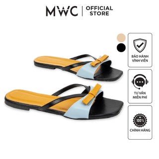 Dép Nữ MWC Quai Mảnh Đính Nơ Xinh Xắn NUDE- 3392