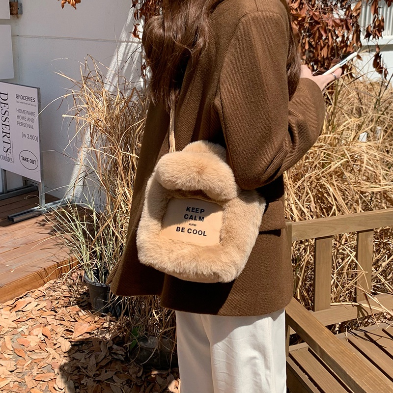 Túi Xách bucket Phủ Bông Mềm Mại Thời Trang Nữ Sành Điệu