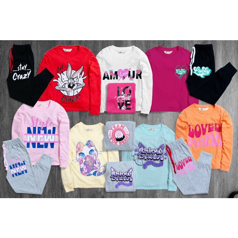 Bộ coton H.M size đại bé gái