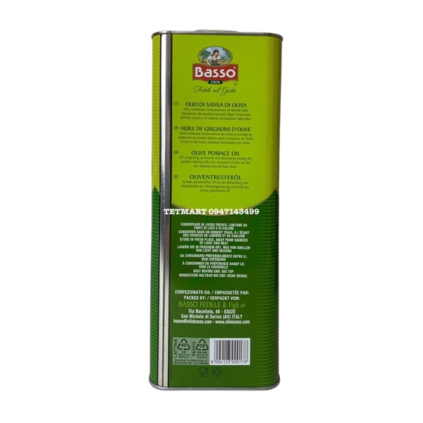 Dầu oliu  pomance Basso 5L nhập khẩu  Hàng EUfood chính hãng