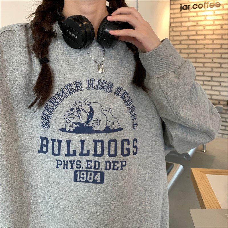 Áo sweater bulldogs 1984 Unisex [FREESHIP] Nỉ form rộng tay bồng kiểu dáng đường phố hàn quốc peonyb ulzzang