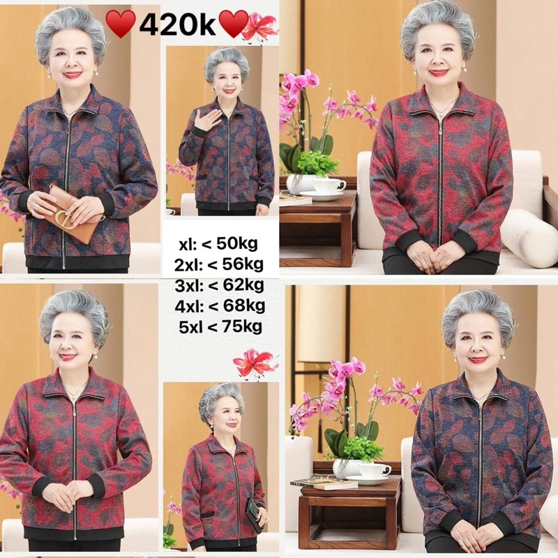 ♥️Đồ trung niên♥️Áo khoác dạ mềm 1 lớp hoạ tiết lá bàng cao cấp
