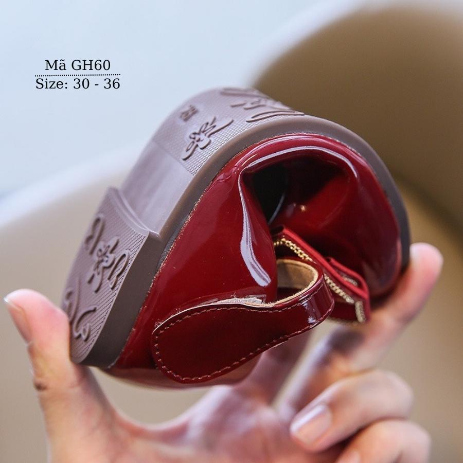 Giày búp bê đỏ gắn nơ duyên dáng và dễ thương cho bé gái 5 đến 12 tuổi phong cách Hàn Quốc GH60