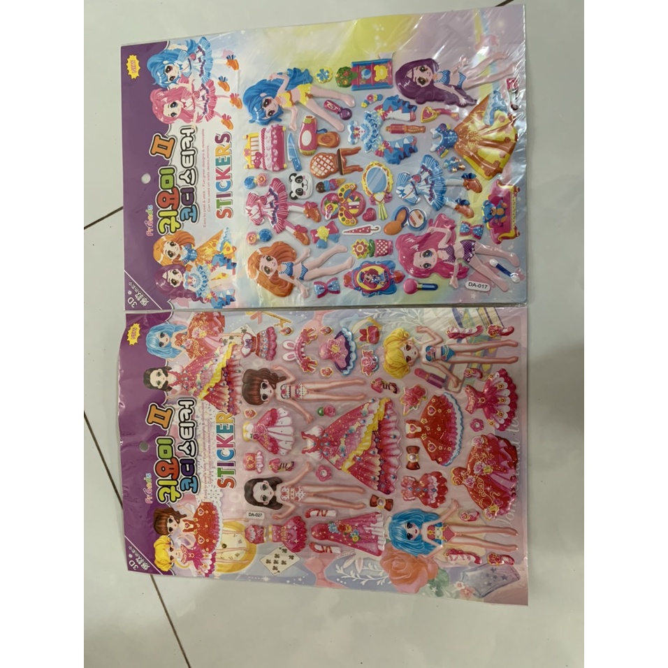 Miếng Dán stiker Công Chúa 3D Thay Trang Phục Cho bé gái