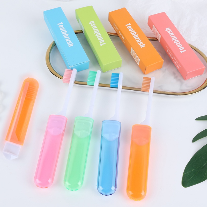 Bàn Chải Đánh Răng Lông Siêu Mềm Gấp Gọn Nhiều Màu Sắc Kèm Hộp Đựng Cho Gia Đình / Trường Học / Du