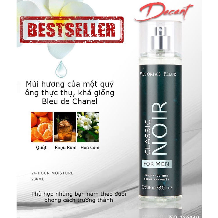 Xịt thơm toàn thân body mist cho nam Victoria's Fleuer
