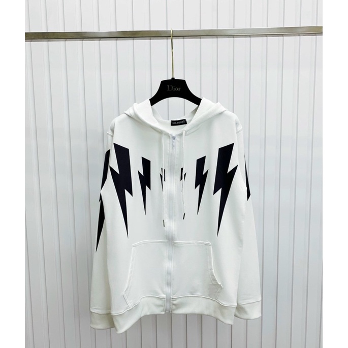 Áo Nỉ Mũ Khoá Kéo Tia Sét