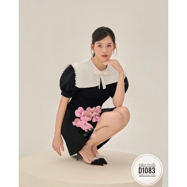 Bigsize Đầm phối cổ nơ D1083