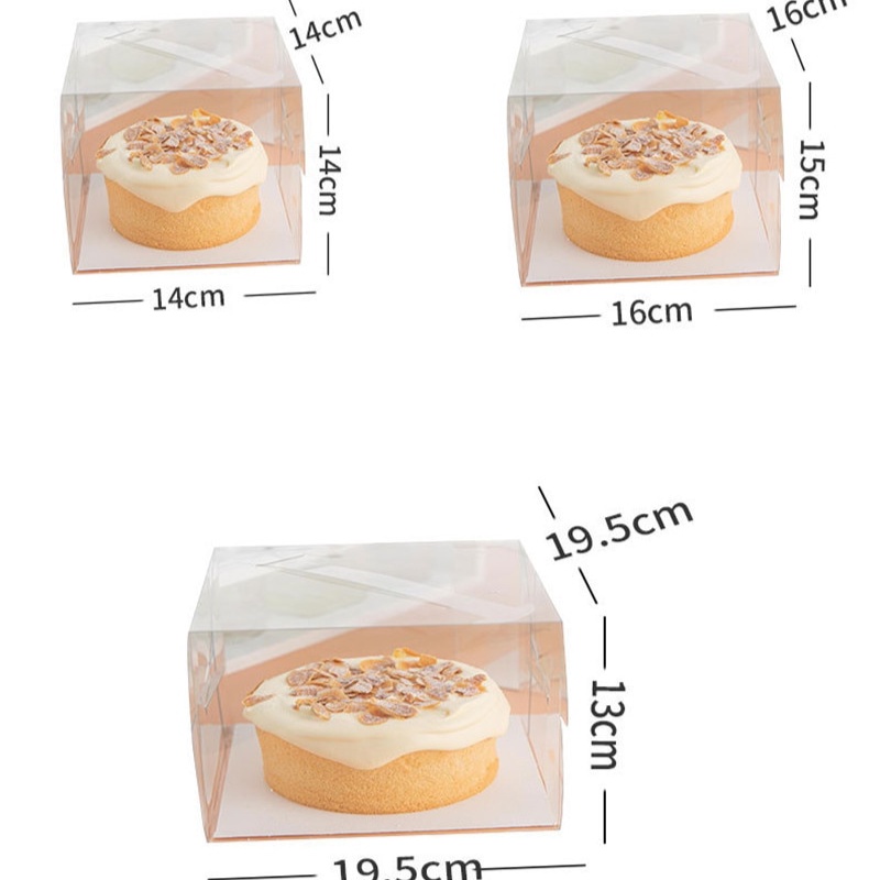 Hộp Mica Trong Suốt Có Quai Sách Kèm Đế Đựng Bánh Sinh Nhật,Tiramisu,Chessecake,Mousse Thiết Kế Sang Trọng Tiện Lợi
