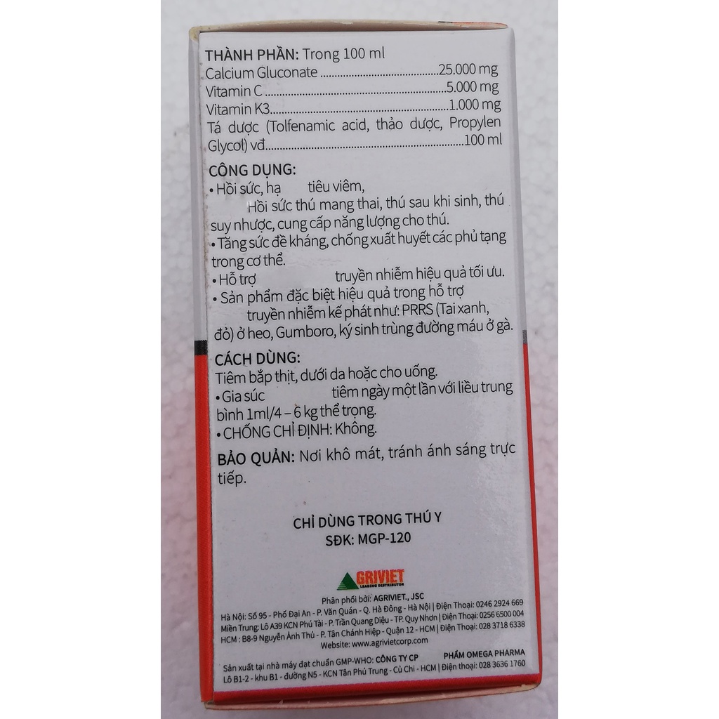 1 lọ Gluco KC 20ml Dùng tốt cho trâu, bò, heo, dê, cừu, ngựa, chó, mèo