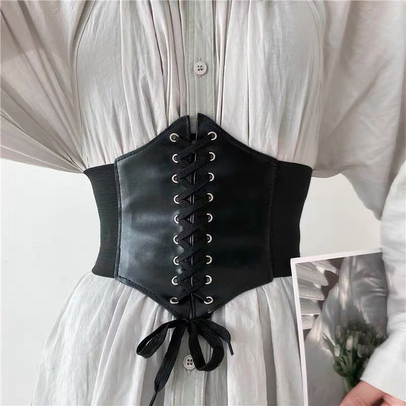 áo corset da bản to ĐV033 đan dây chéo phía trước định hình cơ thể eo thon quyên rũ Simsimshop