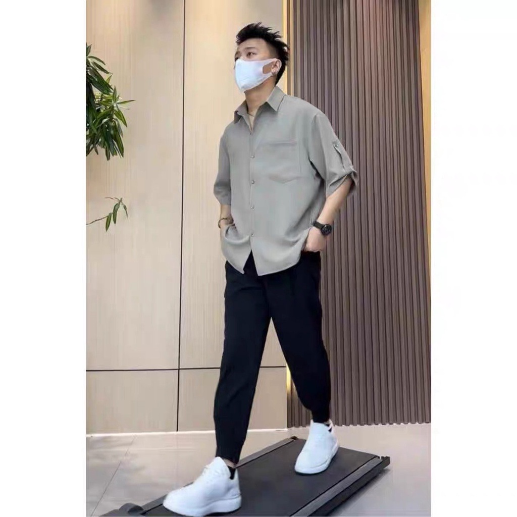 Áo sơ mi nam tay lỡ phong cách Hàn Quốc trẻ trung | BigBuy360 - bigbuy360.vn