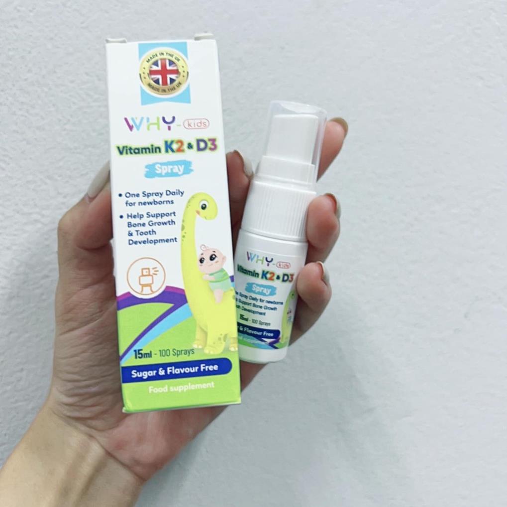 Xịt Whykids bổ sung Vitamin D3K2 cho bé, tăng cường hấp thu Canxi hỗ trợ phát triển chiều cao 15ml - Date 2025