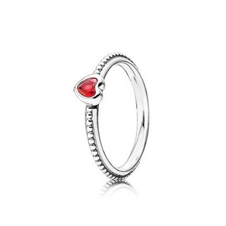 Nhẫn Bạc 925 Mặt Trái Tim Đỏ