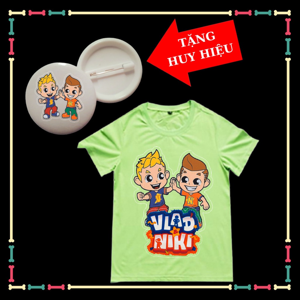 Áo phông trẻ em nhân vật hoạt hình VLAD NIKI dễ thương, TẶNG kèm huy hiêu