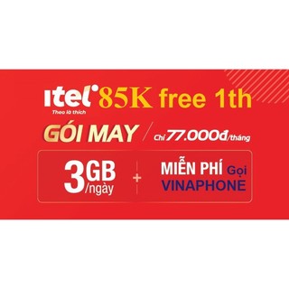 Sim 4g itel itelecom may77, data 120gb/tháng, gọi miễn phí, free 60 tin nhắn, sim indochina v77 - mạng vinaphone giá rẻ