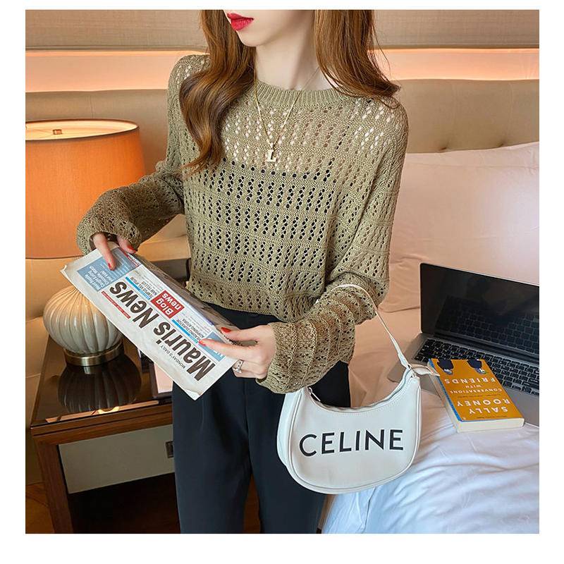 Áo Sweater Dệt Kim Mỏng Tay Dài Dáng Rộng Thời Trang Mùa Hè 2022 Mới