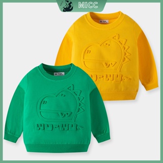 Áo sweater Tay Dài In Hình Khủng Long Hoạt Hình Ba Chiều Bằng Vải Cotton