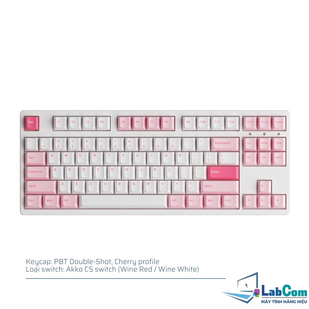 Bàn phím cơ có dây AKKO 3087 | 3108 Plus Black Cyan | Prunnus Lannesiana | Keycap cherry profile | Lót Foam tiêu âm