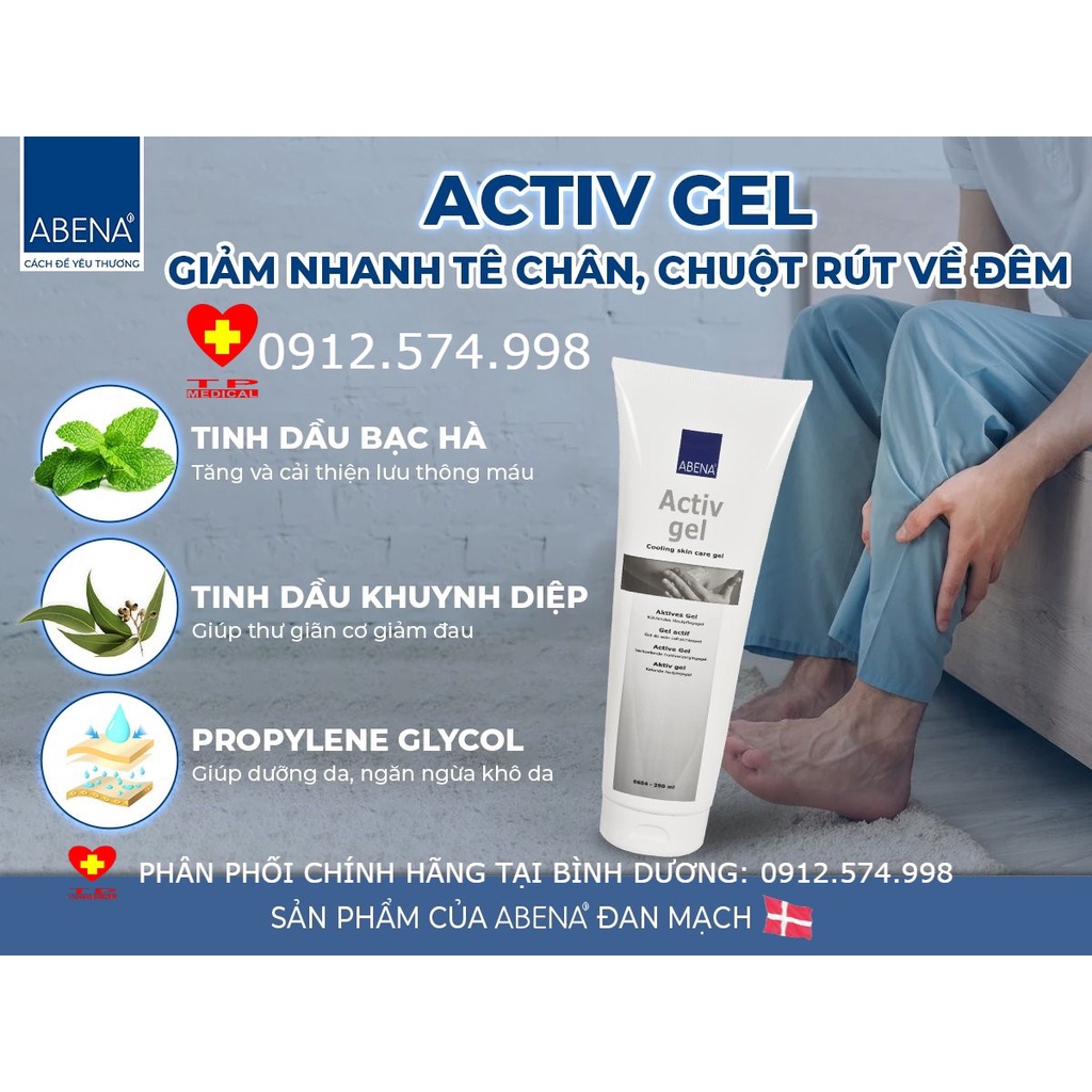 Gel xoa bóp lạnh giảm đau cơ Abena ActivGel Nhập Khẩu Đan Mạch 250ml