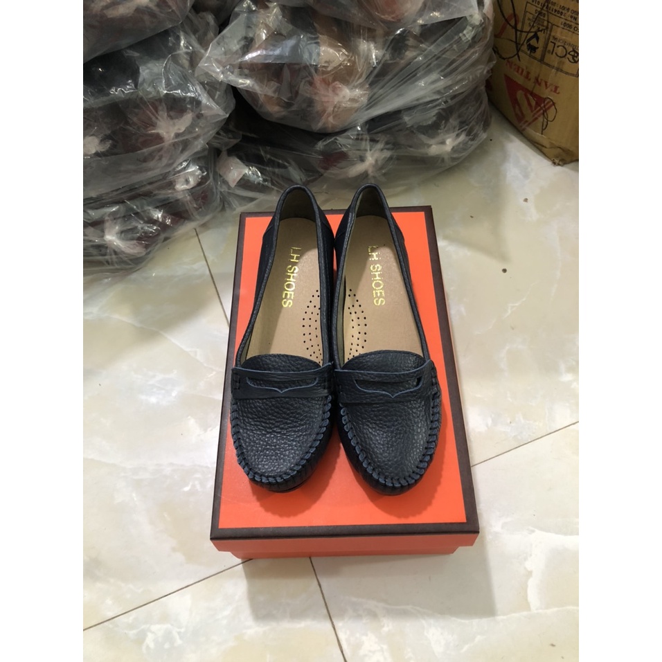 Giày đế xuồng nữ 3p da bò mềm êm chân mũi tròn dễ mang êm chân