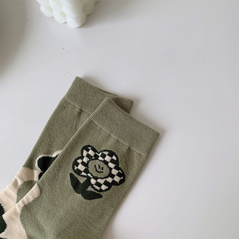 Vớ cotton WAFNHA D722 họa tiết trái tim phong cách retro