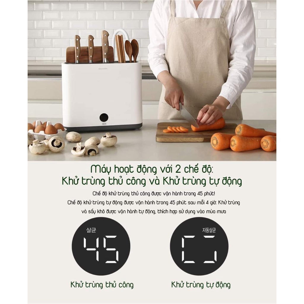 Tiệt trùng dao thớt đũa bằng đèn khử trùng UV-C Lacuzin Hàn Quốc [Hàng chính hãng]