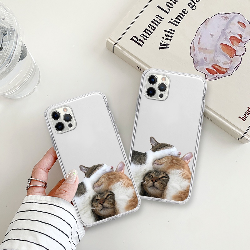Ốp lưng iphone bộ ba mèo ốp vuông trong suốt bảo vệ cam 6/6splus/7/7plus/8/8plus/x/xr/xs/11/12/13/14/pro/max/plus/promax